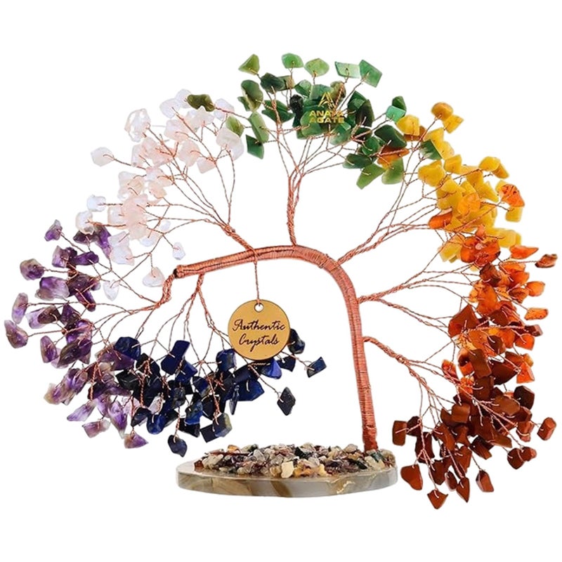 ANAYA AGATE 7 Chakra Crystal Tree of Life â€“ Handmade Healing Gemstone Bonsai Trees for Home & Office DÃ©cor â€“ Feng Shui Money Tree for Positive Energy, Good Luck & Spiritual for Women